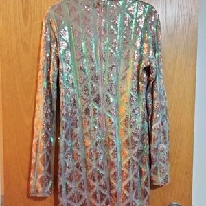 Pink/green sequin party dress formal